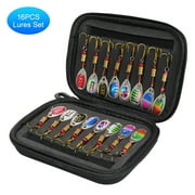 16pcs Fishing Spoons Lures Metal Baits Set for Trout Bass Casting Spinner Fishing Bait with Storage Bag Case